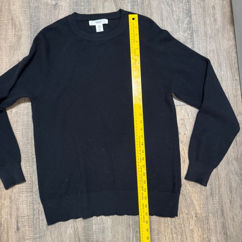 WILT Black Cotton Cashmere Waffle Knit Crewneck Sweater Medium - Picture 5 of 6